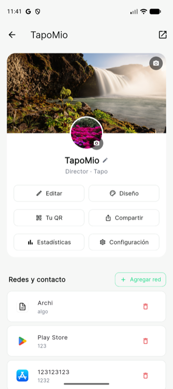 Detalle de perfil en la app